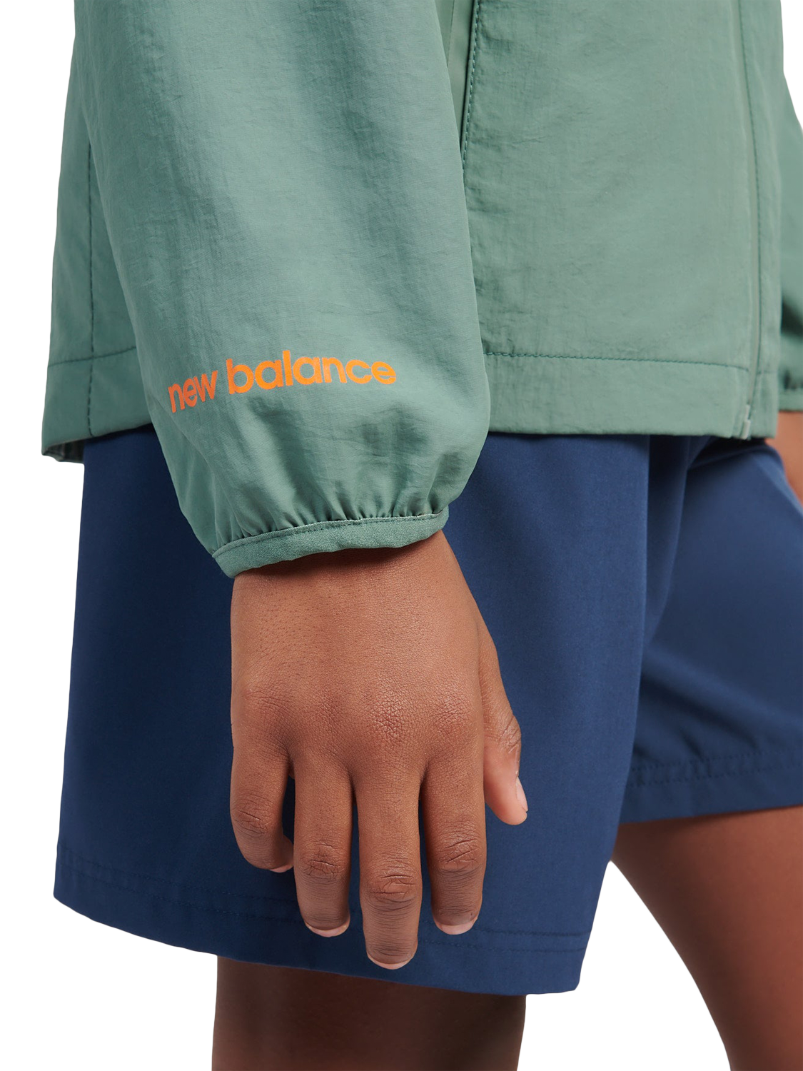 Product image 4 of 10, which shows New Balance Kids' Water Resistant Light Weight Jacket, Dark Juniper, 7-8 years