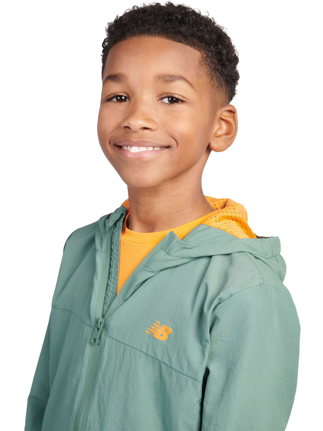 Product image 6 of 10, which shows New Balance Kids' Water Resistant Light Weight Jacket, Dark Juniper, 7-8 years