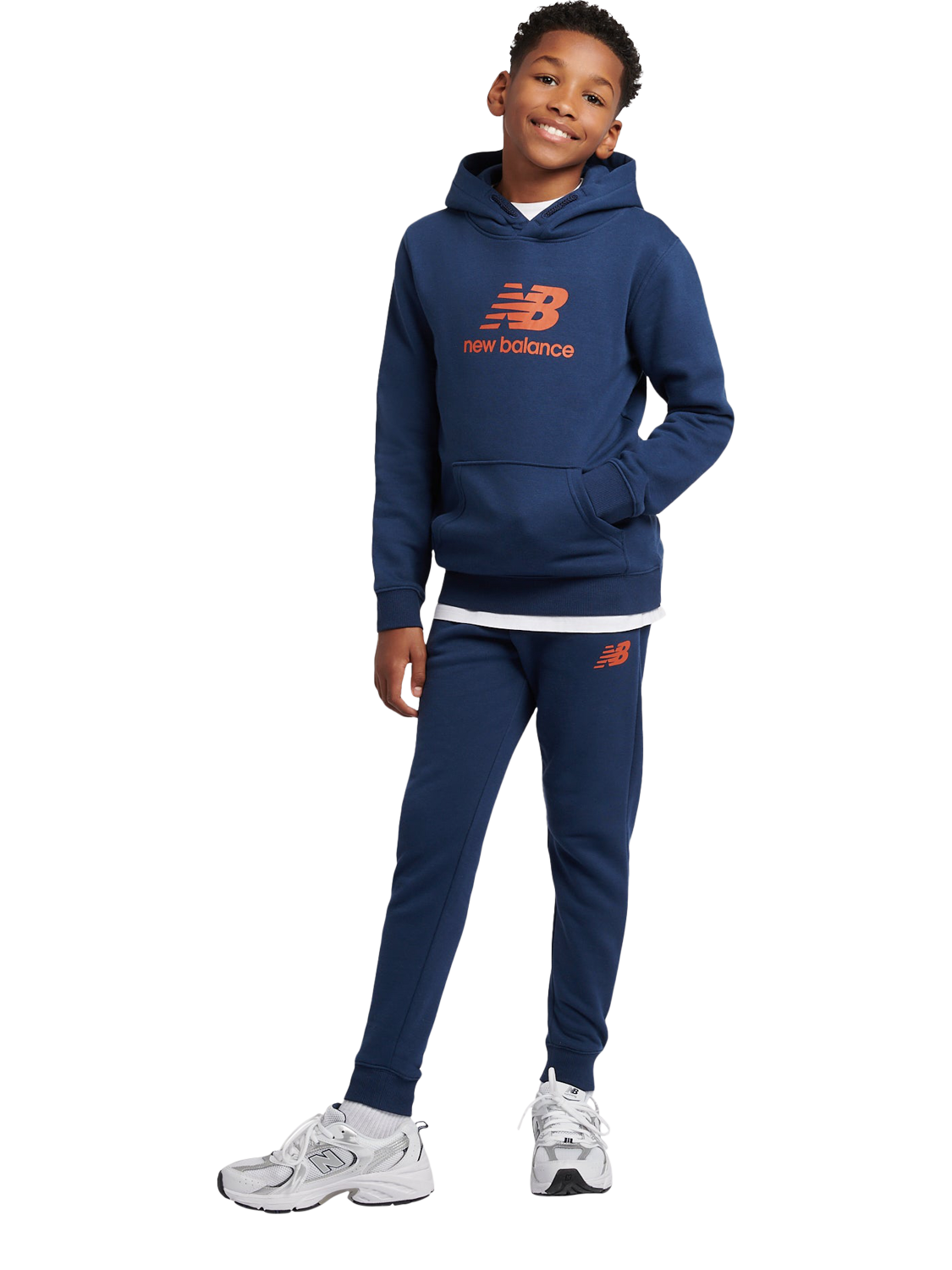 Product image 1 of 5, which shows New Balance Kids' Cotton Hoodie & Joggers Set, Nb Navy, 3-4 years