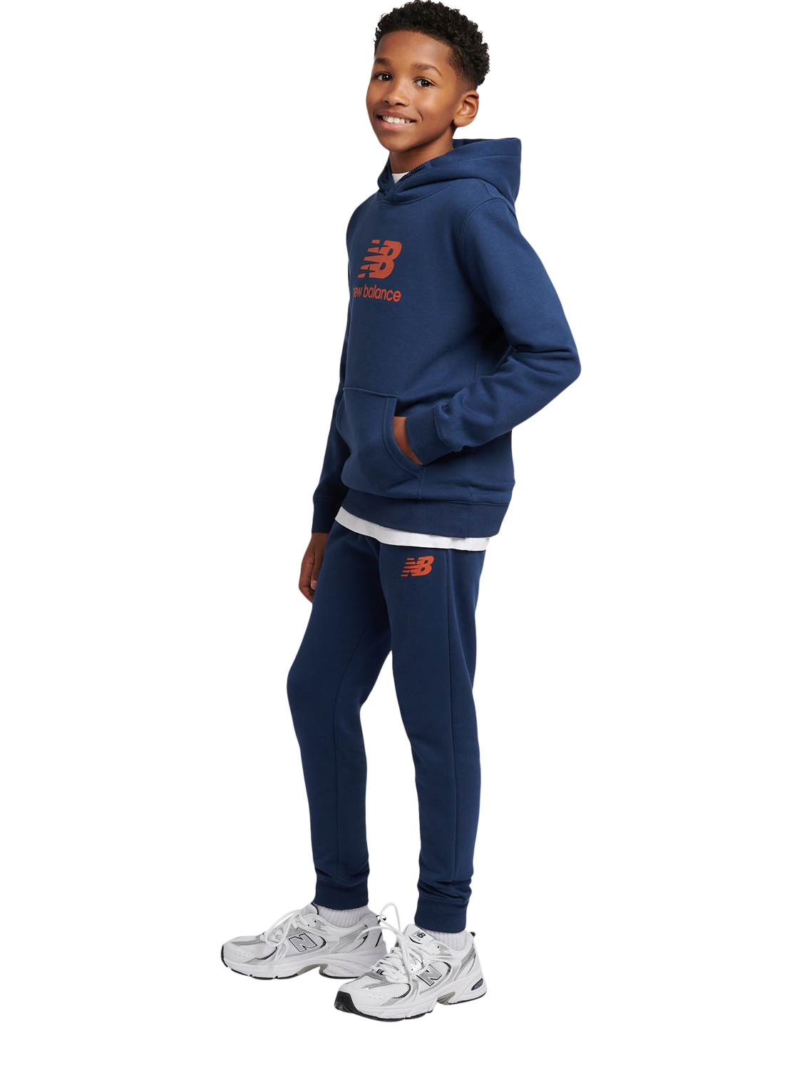 Product image 2 of 5, which shows New Balance Kids' Cotton Hoodie & Joggers Set, Nb Navy, 3-4 years