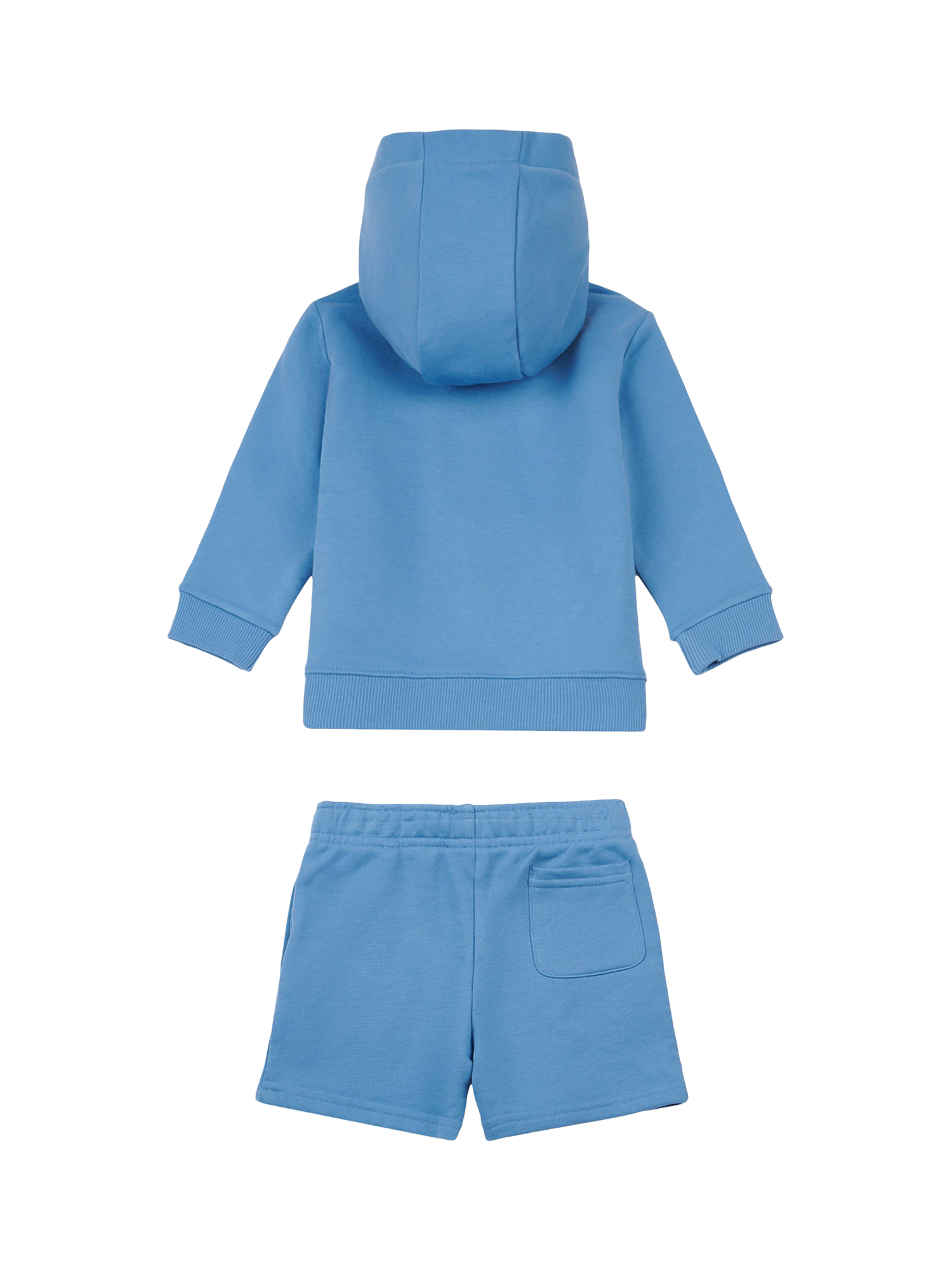 Product image 2 of 5, which shows New Balance Kids' Cotton Hooded T-Shirt and Shorts Set, Blue Laguna, 12 months
