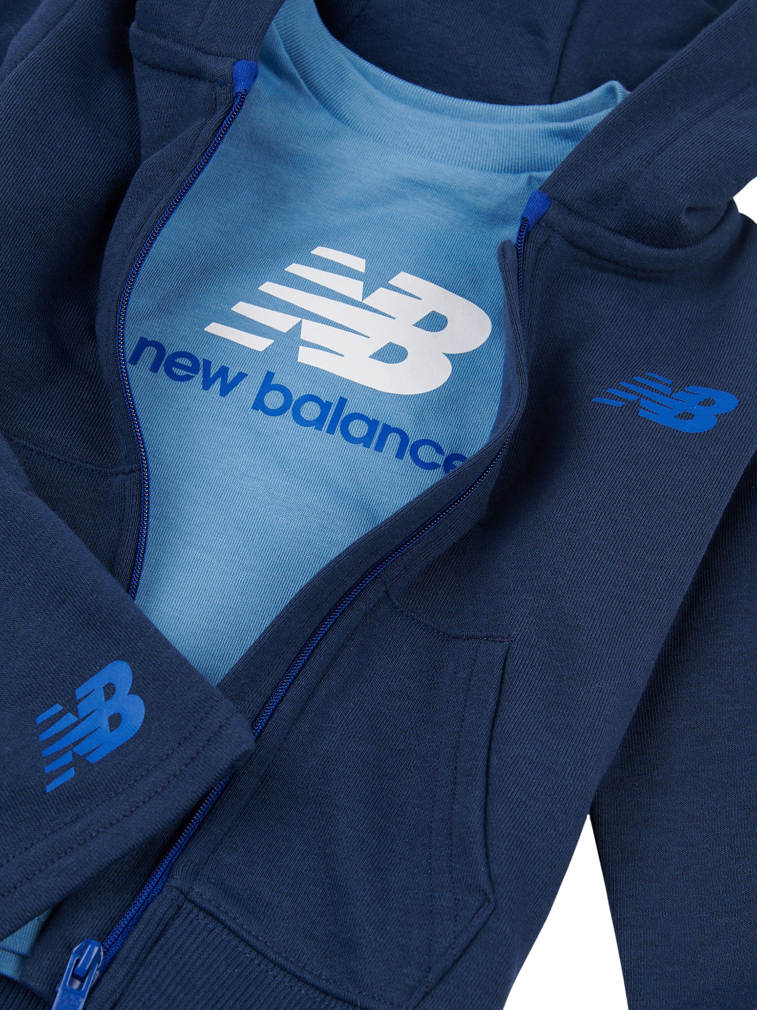 Product image 3 of 5, which shows New Balance Kids' Cotton Hooded T-Shirt and Shorts Set, Navy, 12 months