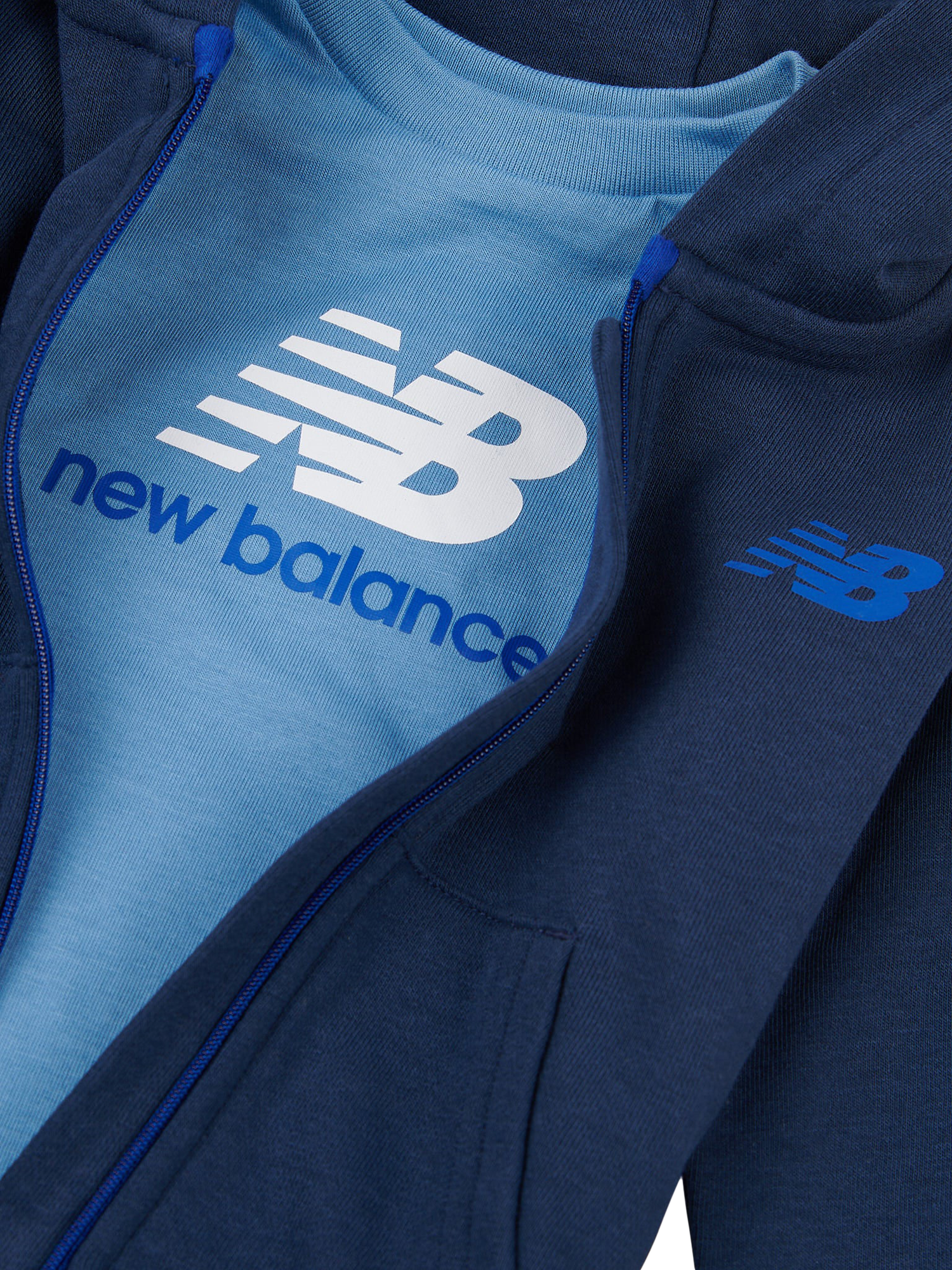 Product image 4 of 5, which shows New Balance Kids' Cotton Hooded T-Shirt and Shorts Set, Navy, 12 months