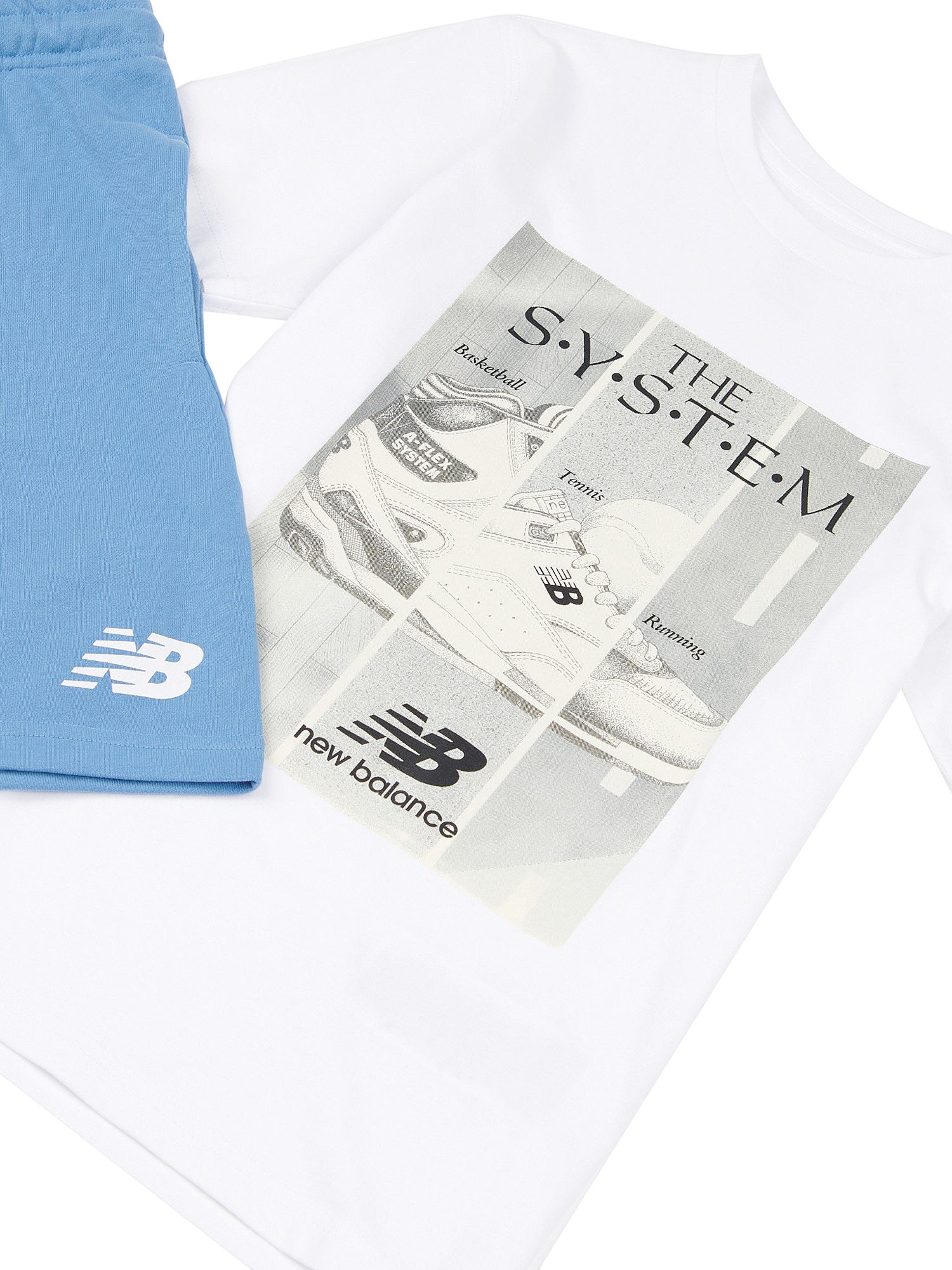 Product image 3 of 5, which shows New Balance Kids' Cotton System Graphic T-Shirt & Shorts Set, Nb Bright White, 7-8 years