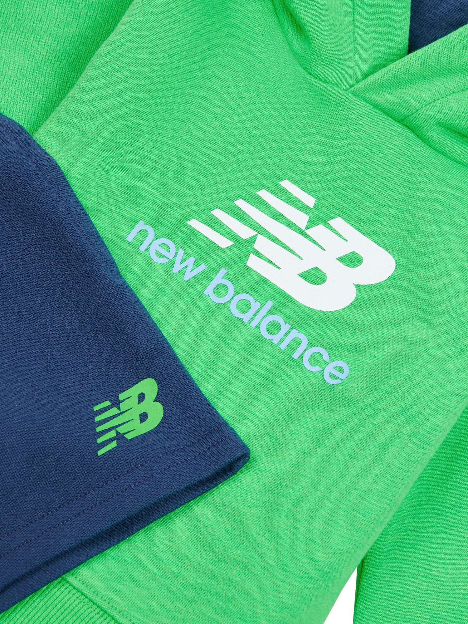 Product image 3 of 5, which shows New Balance Kids' Cotton Logo Hoodie & Shorts Set, Green Apple, 12 months