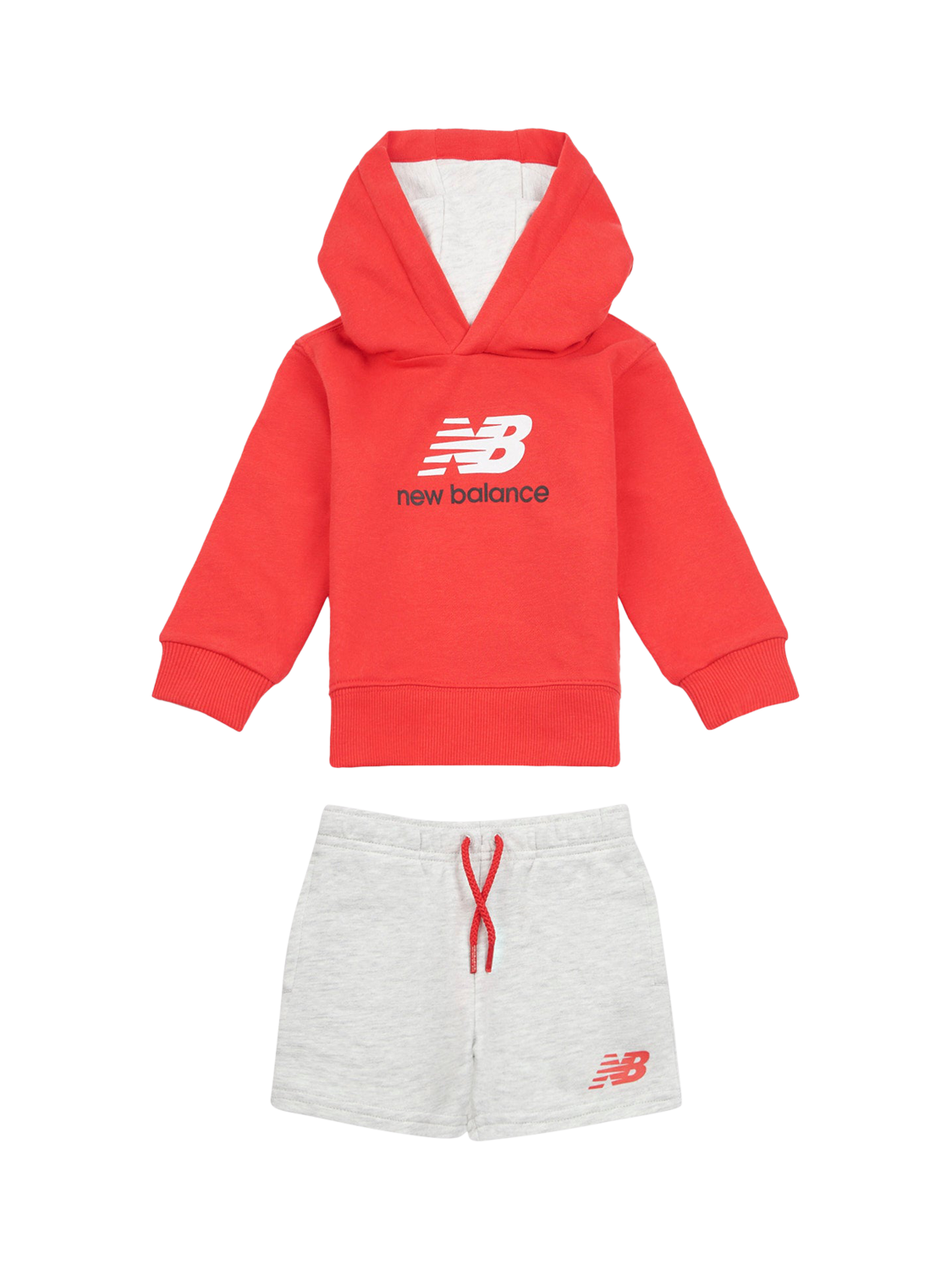 Product image 1 of 5, which shows New Balance Kids' Cotton Logo Hoodie & Shorts Set, True Red, 12 months