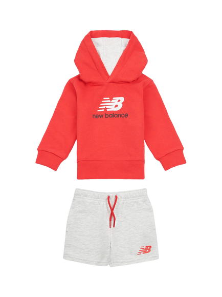 New Balance Kids' Cotton Logo Hoodie & Shorts Set, True Red