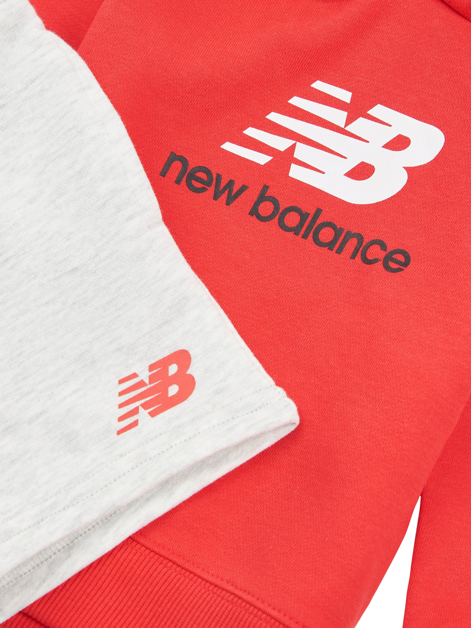 Product image 3 of 5, which shows New Balance Kids' Cotton Logo Hoodie & Shorts Set, True Red, 12 months