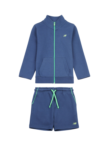 New Balance Kids' Cotton Zip-Up Jacket & Shorts Set, Nb Navy, Nb Navy