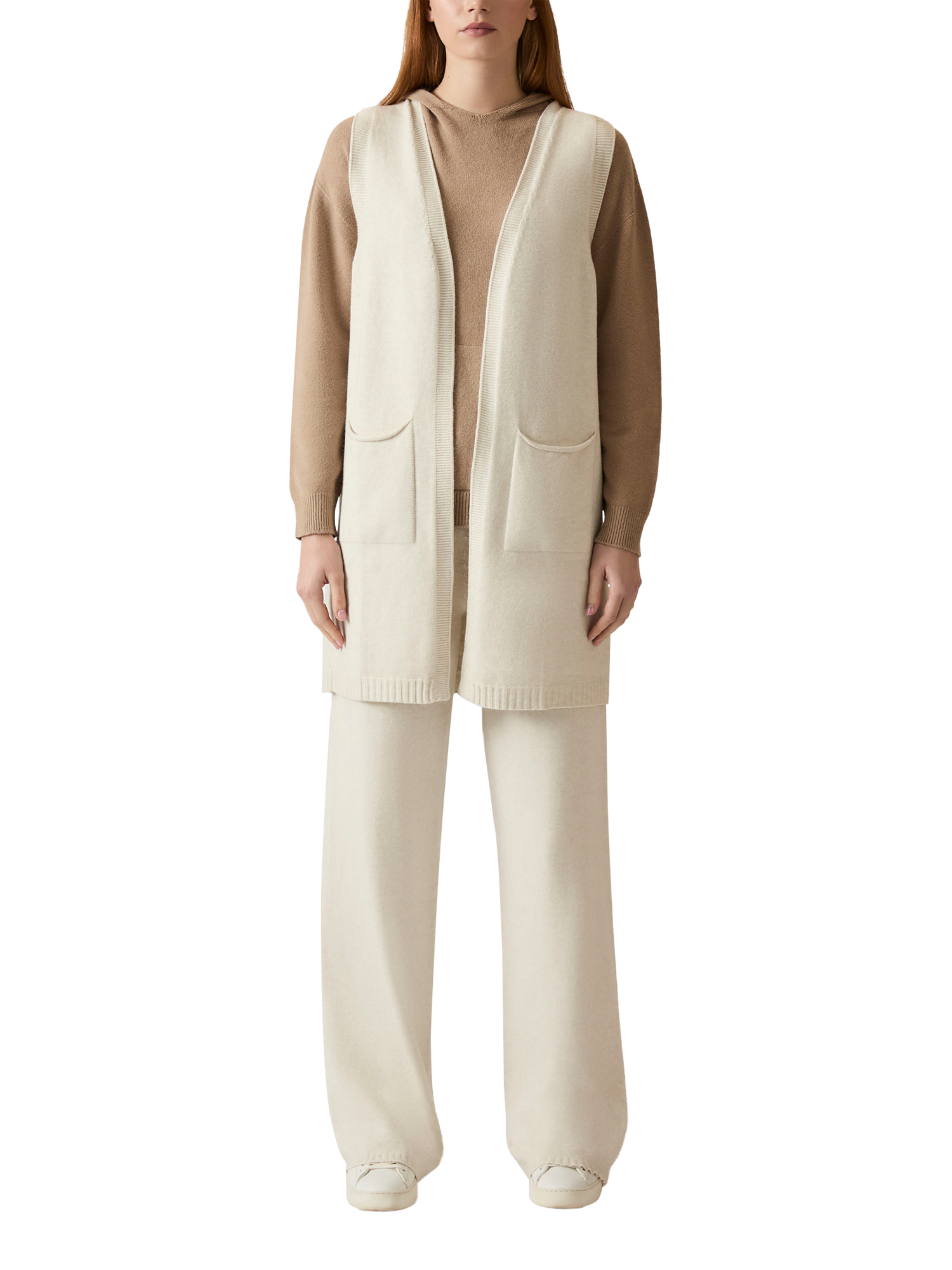 Product image 1 of 6, which shows James Lakeland High Waist Knitted Trousers, White, 8