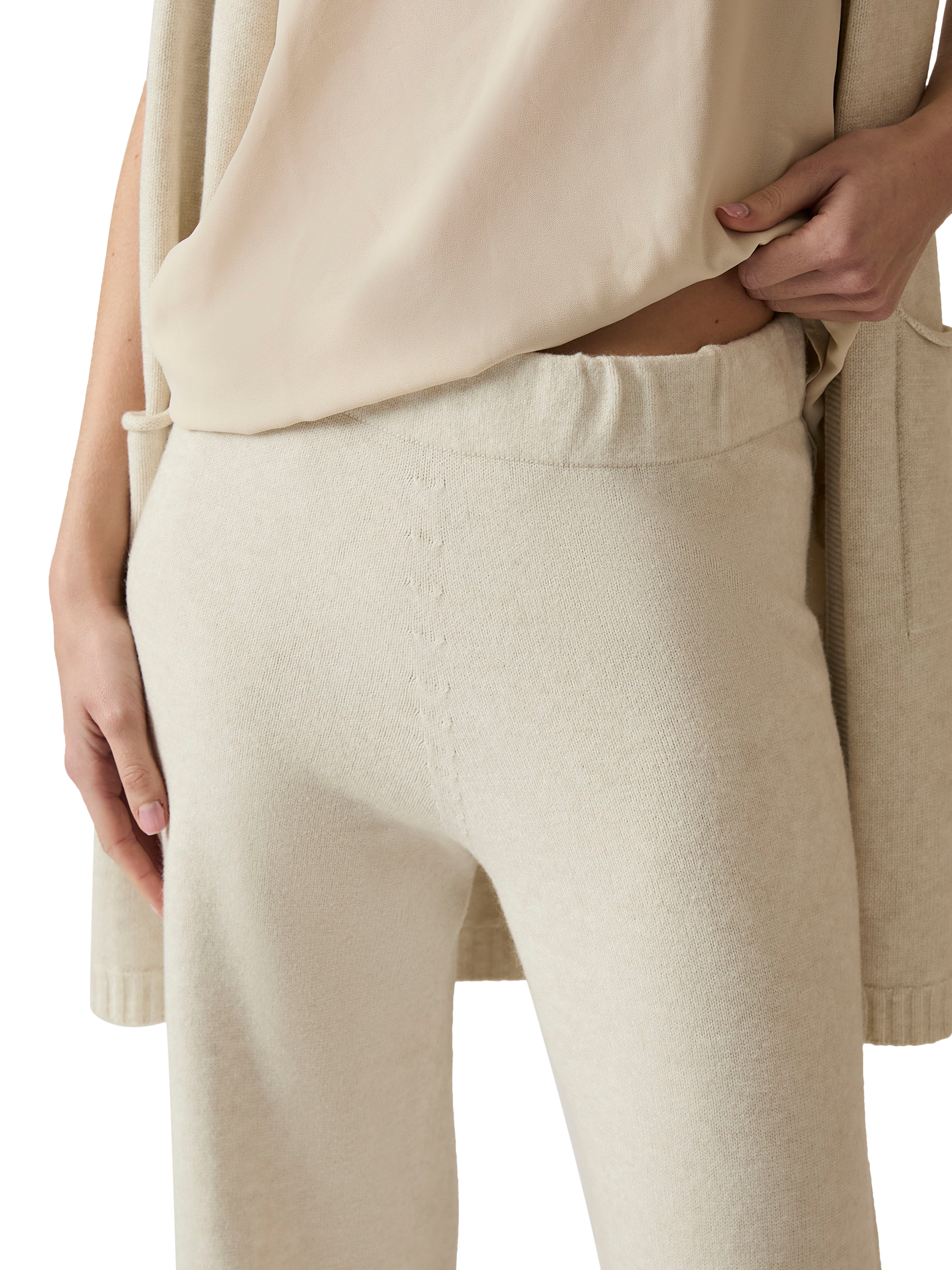 Product image 4 of 6, which shows James Lakeland High Waist Knitted Trousers, White, 8