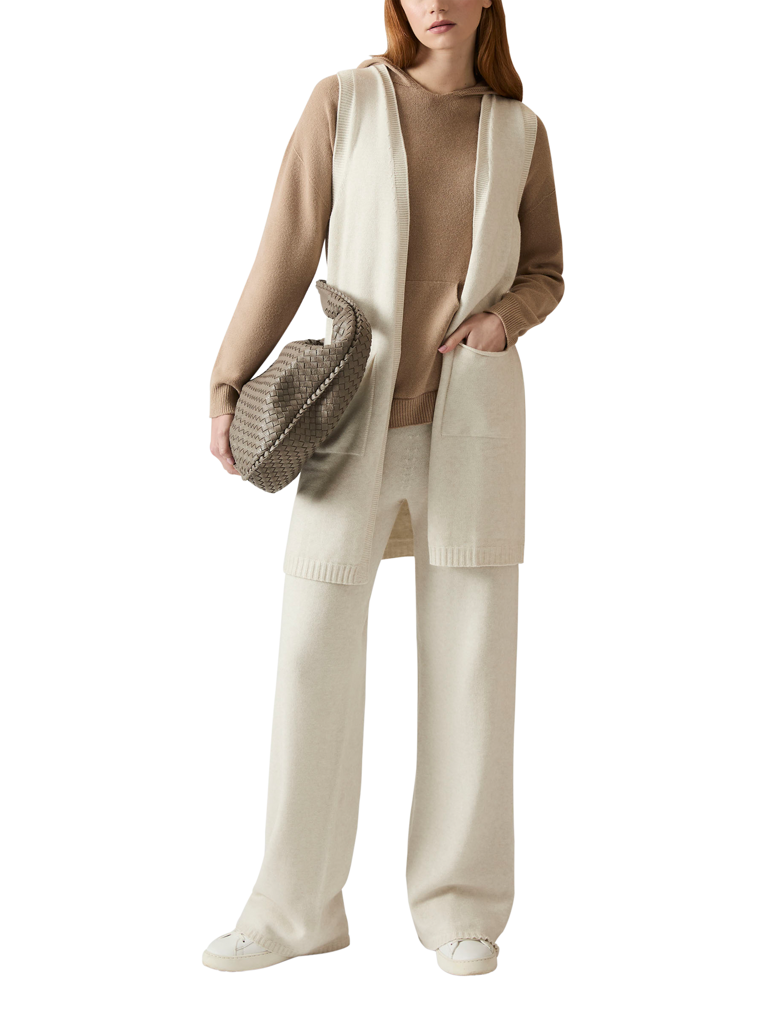 Product image 5 of 6, which shows James Lakeland High Waist Knitted Trousers, White, 8