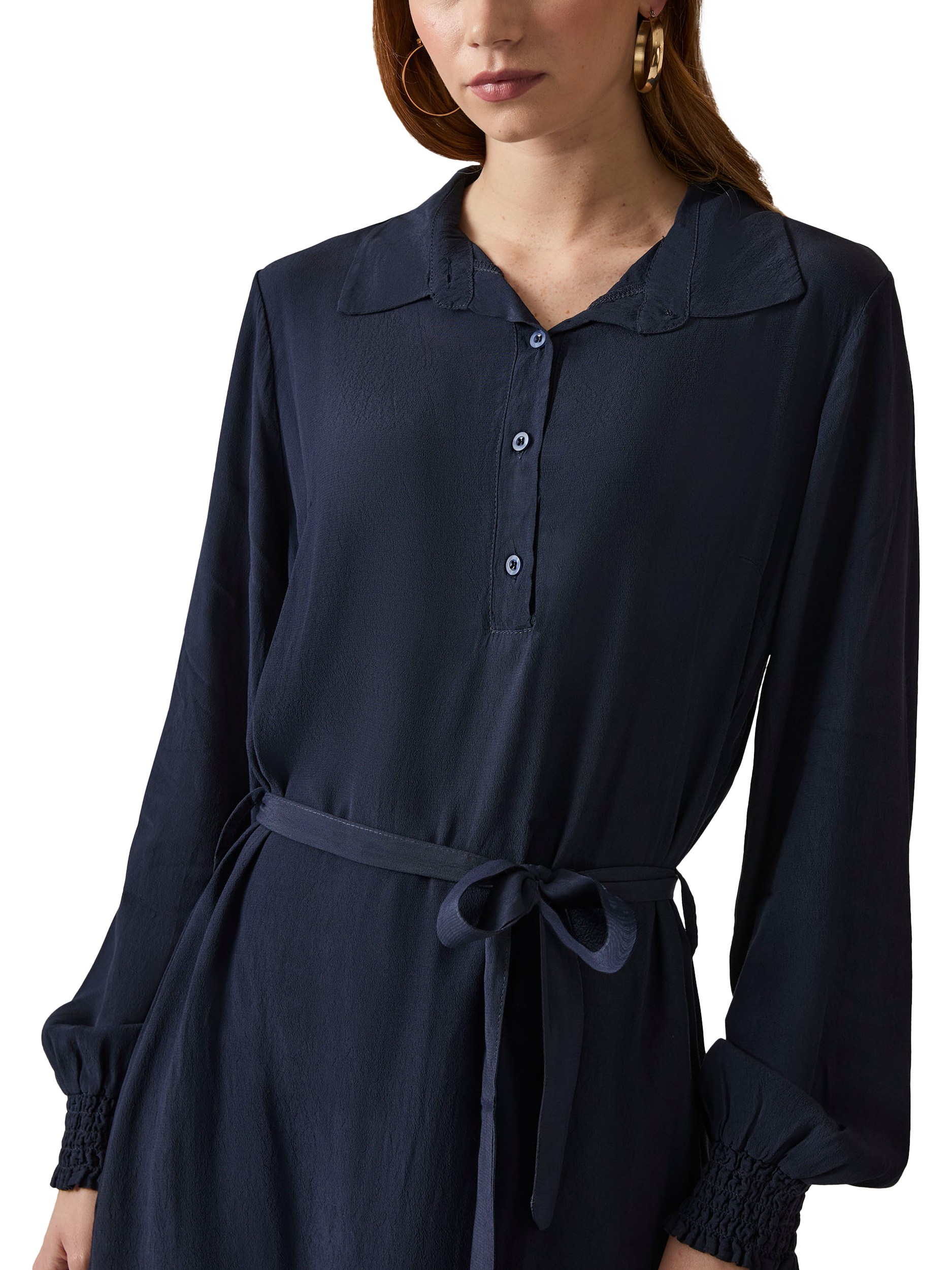 Product image 4 of 6, which shows James Lakeland Belted Shirt Dress, Navy, 8