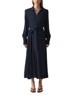 James Lakeland Belted Shirt Midi Dress, Navy, Navy