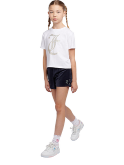 Juicy Couture Kids' Boxy T-Shirt & Velour Short Set, White/Night Sky - view 2, White/Night Sky