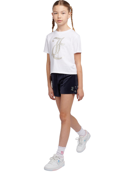 Juicy Couture Kids' Boxy T-Shirt & Velour Short Set, White/Night Sky - view 2, White/Night Sky
