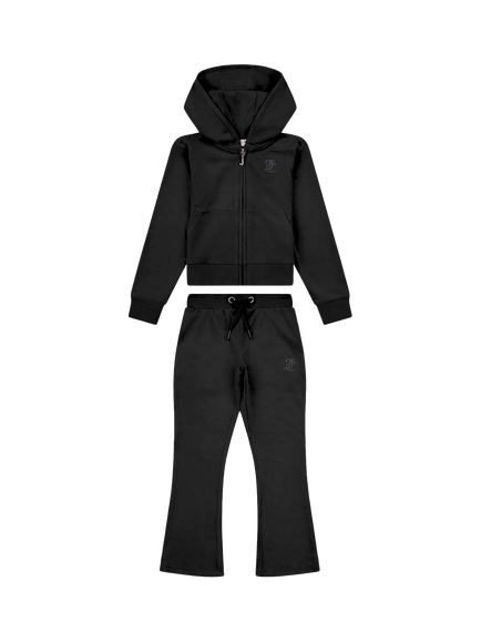 Juicy Couture Kids' Diamante Zip Through Hoodie & Bootcut Jogger Set, Jet Black
