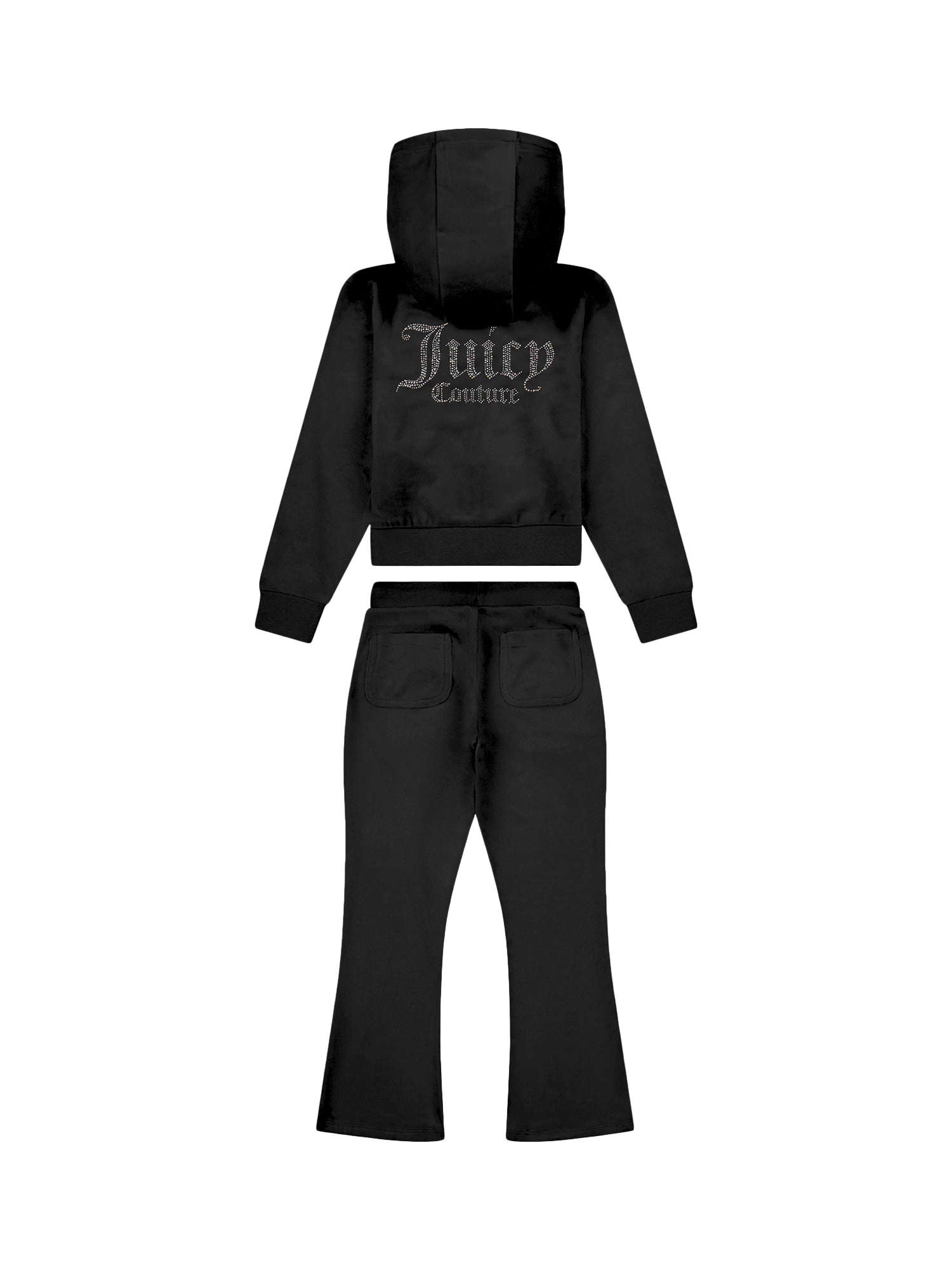 Product image 2 of 4, which shows Juicy Couture Kids' Diamante Zip Through Hoodie & Bootcut Jogger Set, Jet Black, 3-4 years