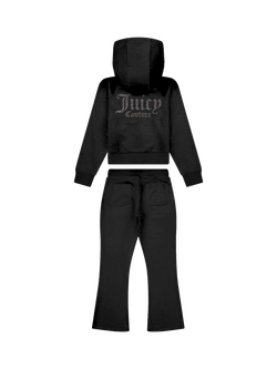 Juicy Couture Kids' Diamante Zip Through Hoodie & Bootcut Jogger Set - view 2, Jet Black