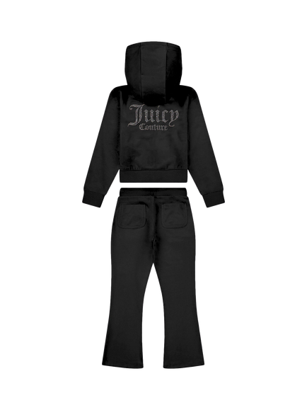 Juicy Couture Kids' Diamante Zip Through Hoodie & Bootcut Jogger Set - view 2, Jet Black