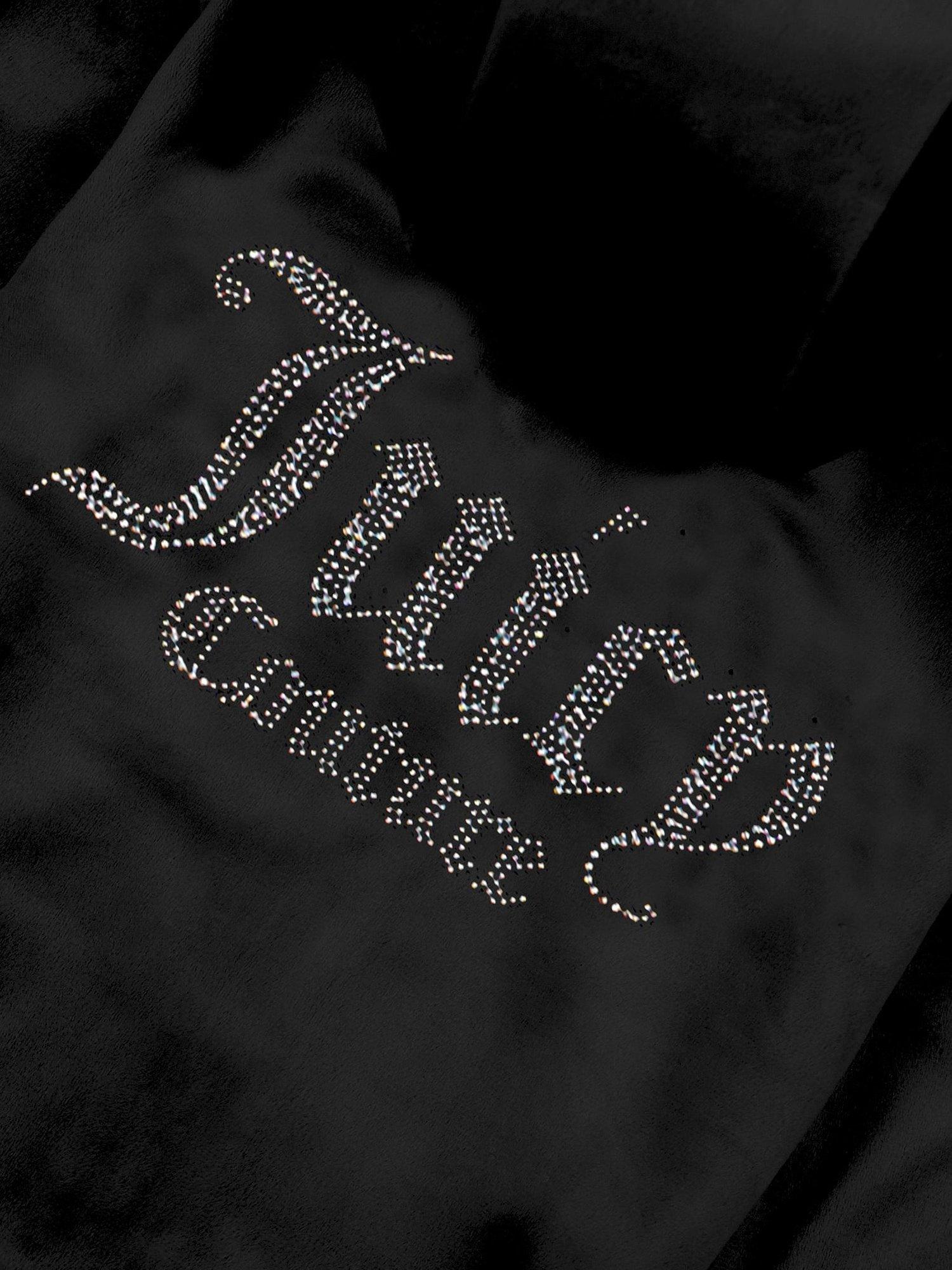 Product image 3 of 4, which shows Juicy Couture Kids' Diamante Zip Through Hoodie & Bootcut Jogger Set, Jet Black, 3-4 years