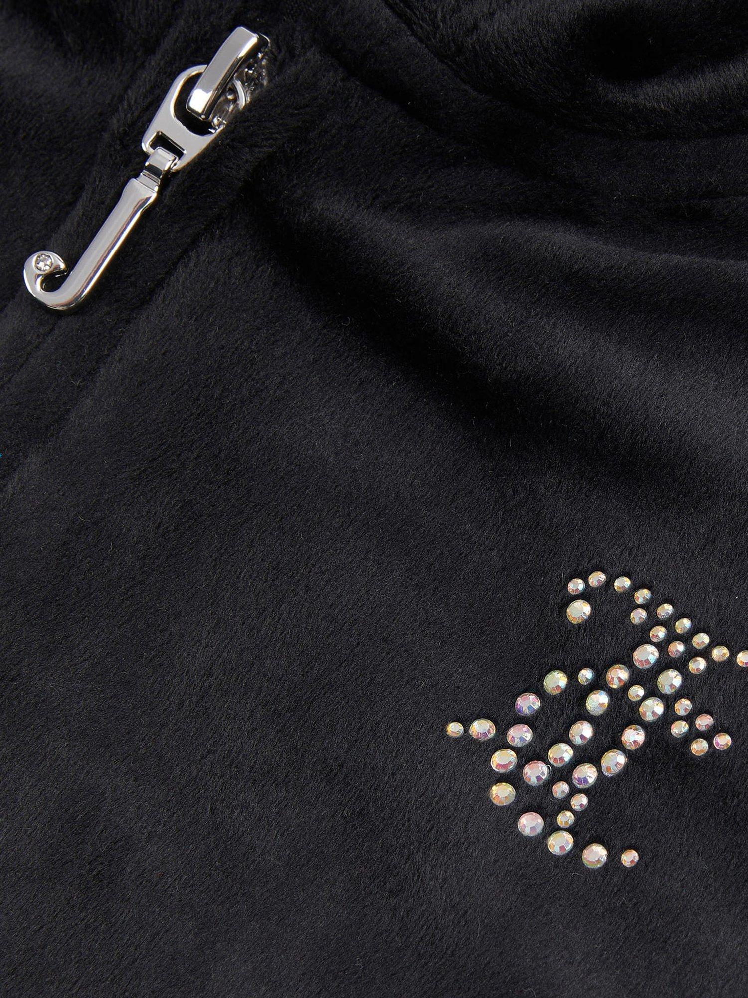Product image 4 of 4, which shows Juicy Couture Kids' Diamante Zip Through Hoodie & Bootcut Jogger Set, Jet Black, 3-4 years