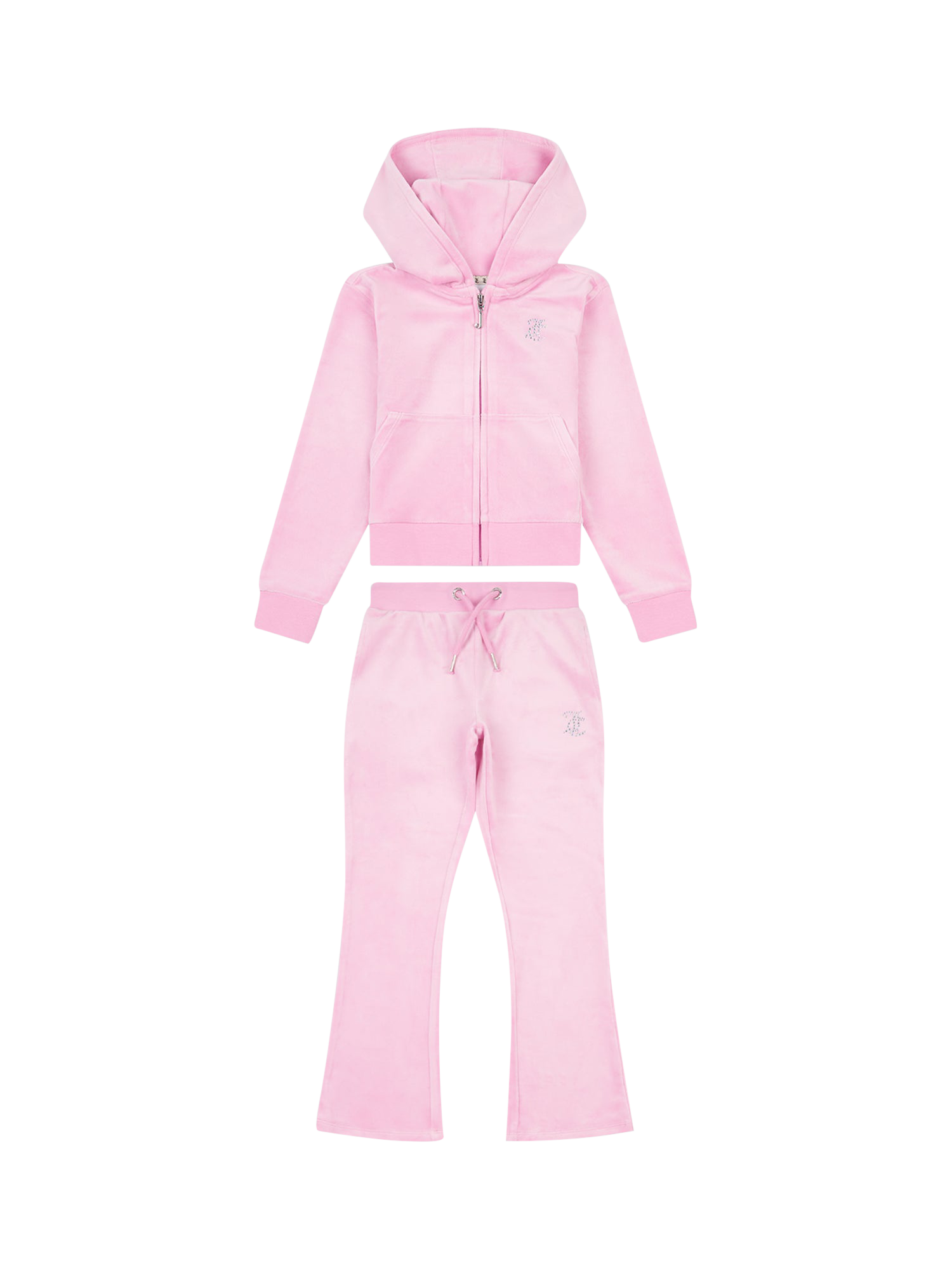 Product image 1 of 6, which shows Juicy Couture Kids' Diamante Zip Through Hoodie & Bootcut Jogger Set, Pinky Lilac Chiffon, 3-4 years