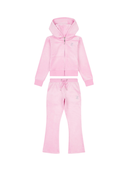 Juicy Couture Kids' Diamante Zip Through Hoodie & Bootcut Jogger Set, Pinky Lilac Chiffon