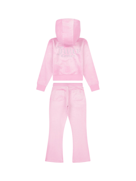 Juicy Couture Kids' Diamante Zip Through Hoodie & Bootcut Jogger Set - view 2, Pinky Lilac Chiffon