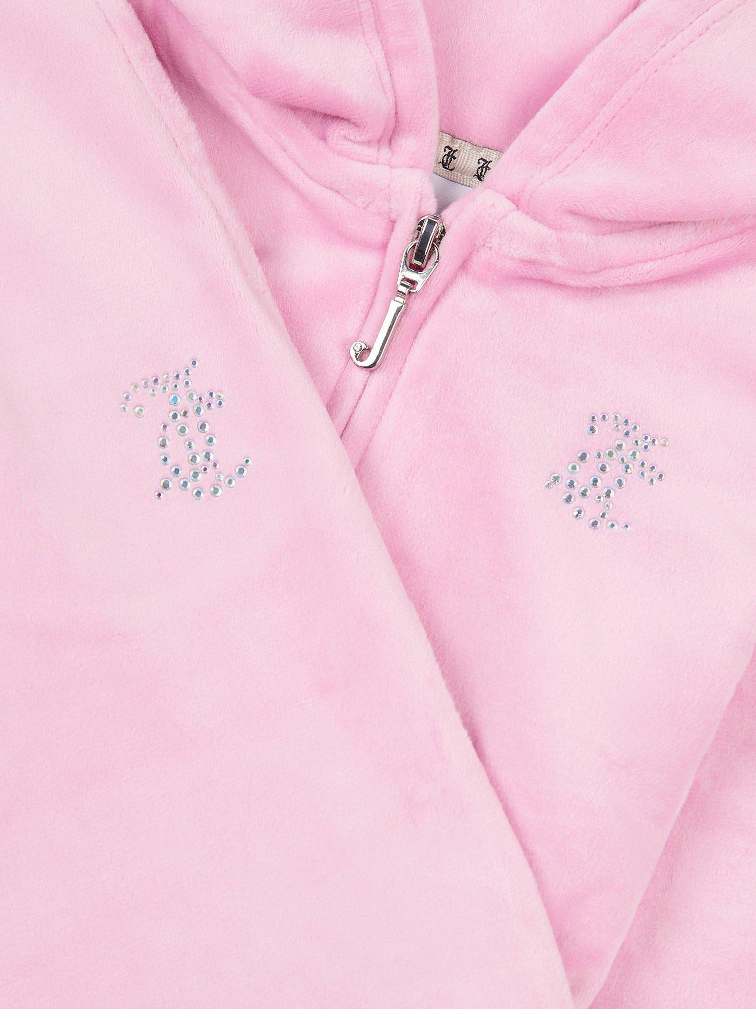 Product image 3 of 6, which shows Juicy Couture Kids' Diamante Zip Through Hoodie & Bootcut Jogger Set, Pinky Lilac Chiffon, 3-4 years