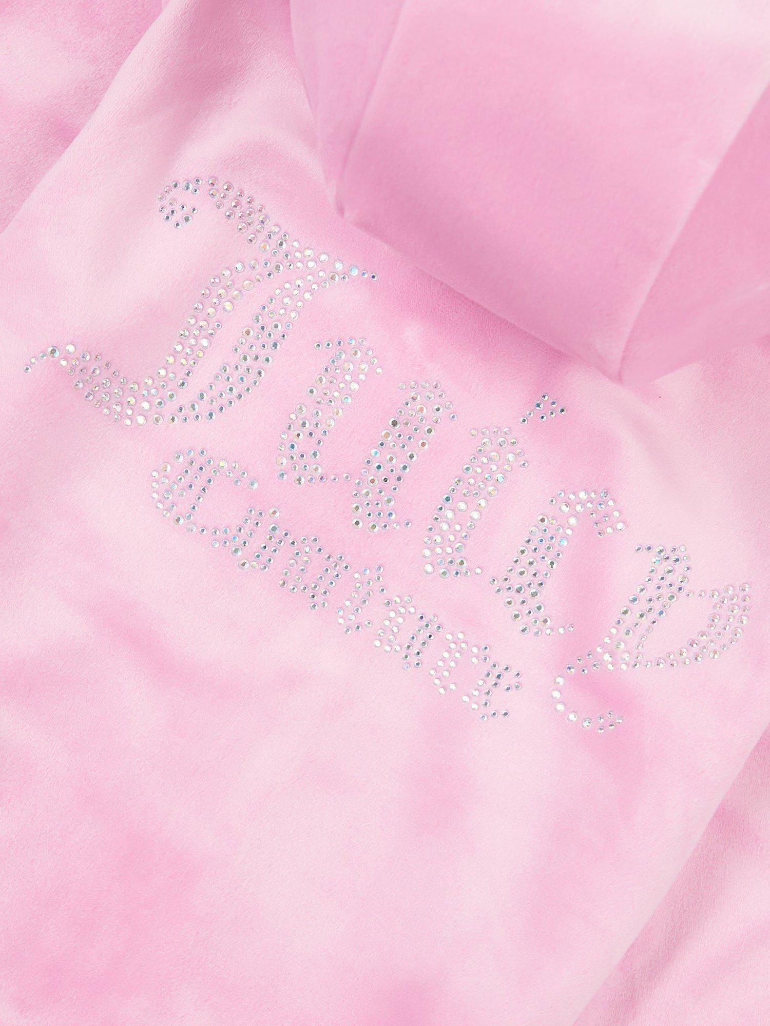Product image 5 of 6, which shows Juicy Couture Kids' Diamante Zip Through Hoodie & Bootcut Jogger Set, Pinky Lilac Chiffon, 3-4 years