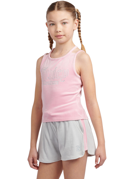 Juicy Couture Kids' Vest Top and Shorts Set, Pink/Grey, Pink/Grey