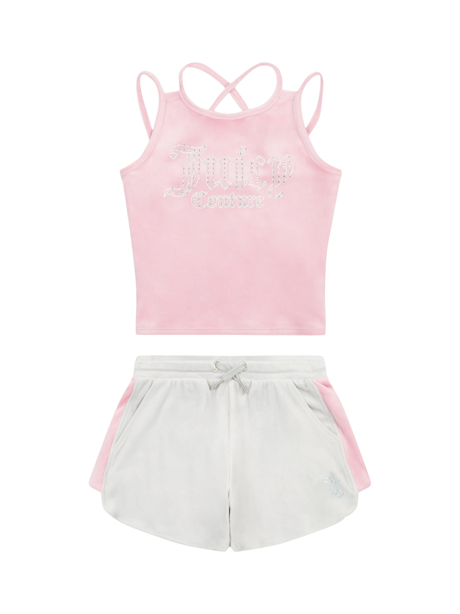 Product image 6 of 10, which shows Juicy Couture Kids' Vest Top and Shorts Set, Pink/Grey, 3-4 years