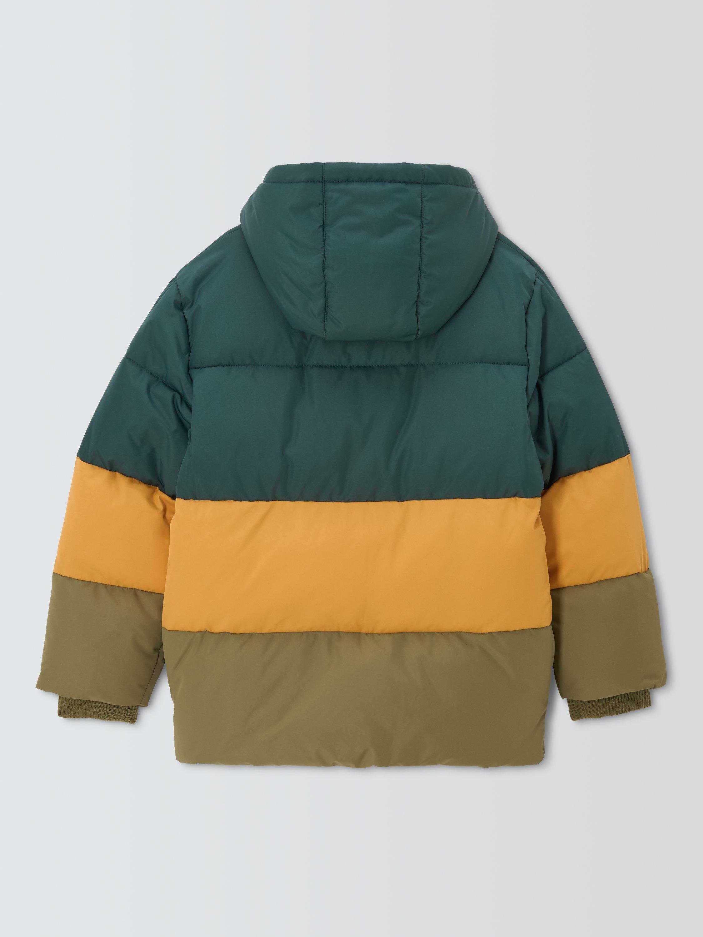 Product image 2 of 3, which shows John Lewis Kids' Colour Block Padded Jacket, Green, 8 years