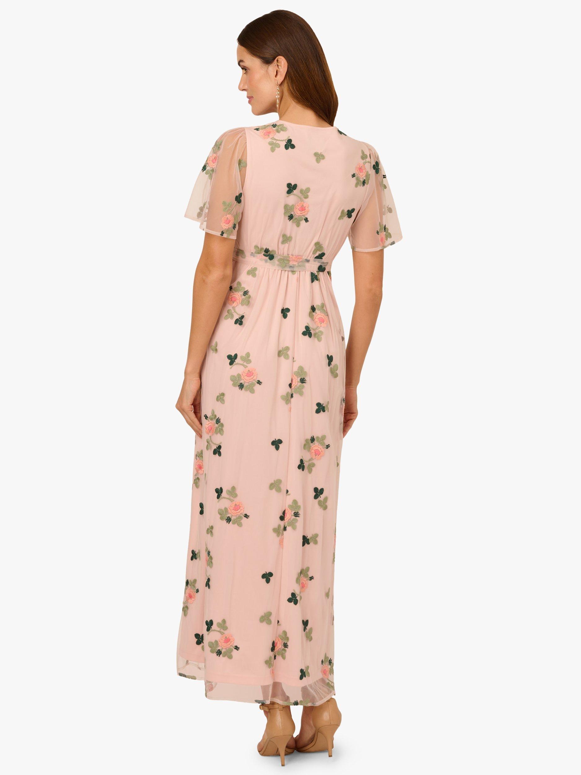 Product image 2 of 6, which shows Adrianna Papell Embroidered Flutter Sleeve Maxi Dress, Blush/Multi, XS