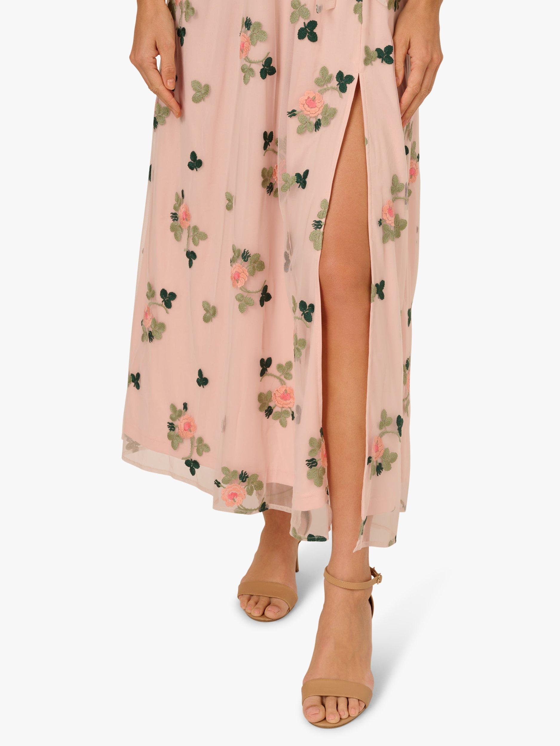 Product image 5 of 6, which shows Adrianna Papell Embroidered Flutter Sleeve Maxi Dress, Blush/Multi, XS