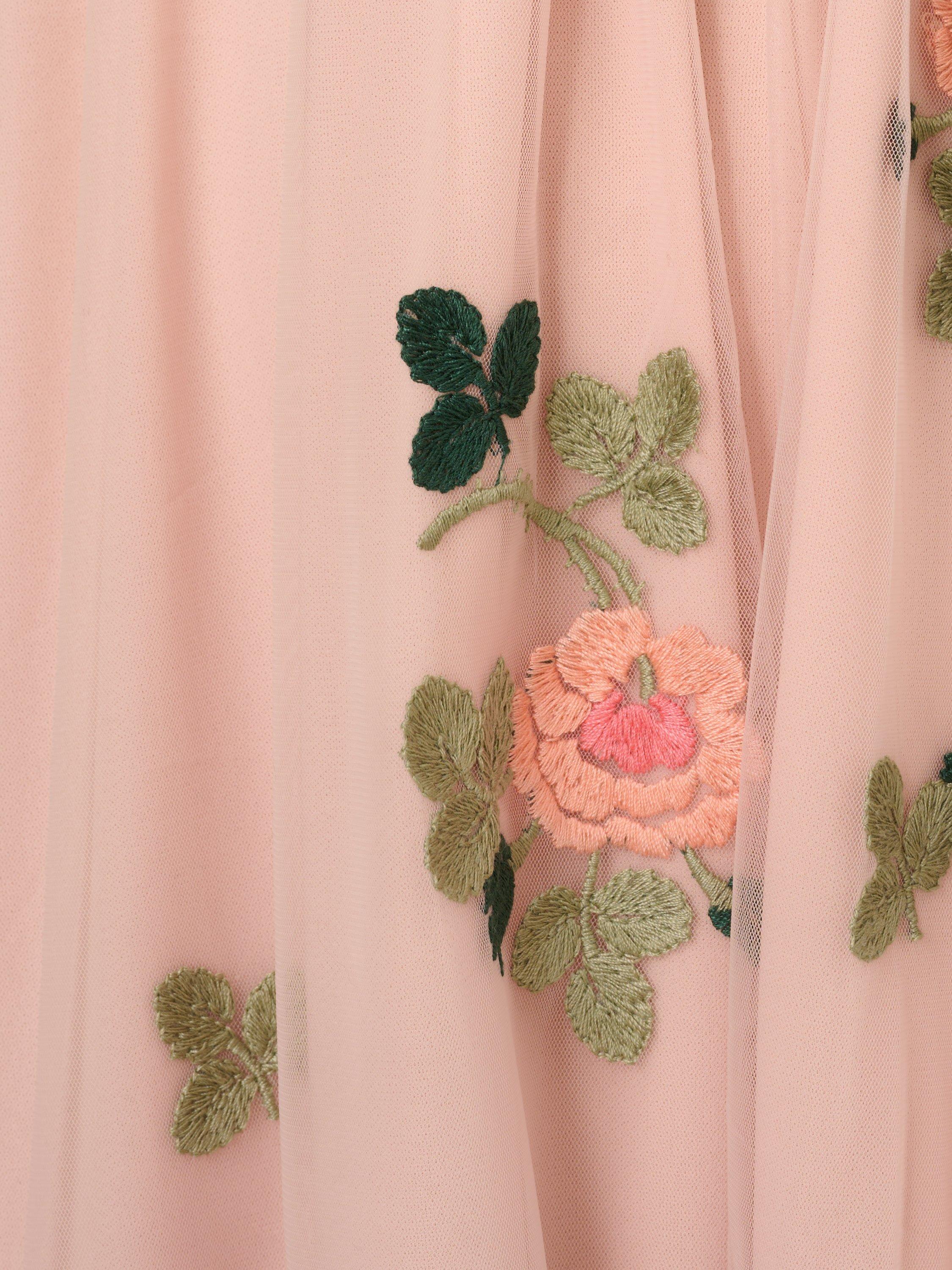 Product image 6 of 6, which shows Adrianna Papell Embroidered Flutter Sleeve Maxi Dress, Blush/Multi, XS