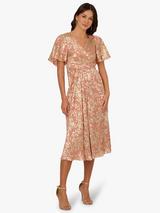 Gina Bacconi Krista V-Neck Twist Sequin Dress, Taupe