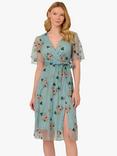 Adrianna Papell Floral Embroidered Mesh Dress, Slate/Multi