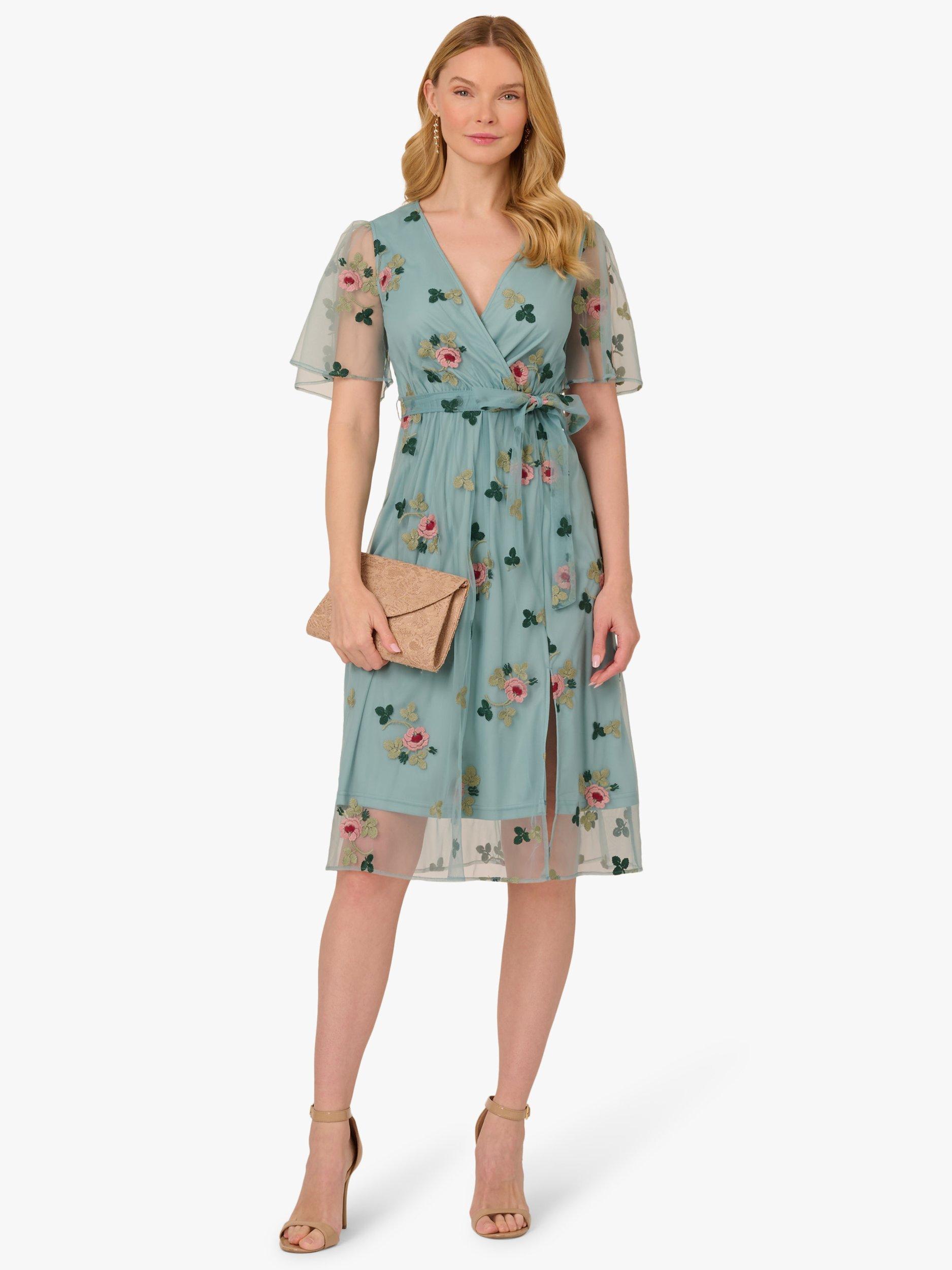 Product image 2 of 7, which shows Adrianna Papell Floral Embroidered Mesh Dress, Slate/Multi, L