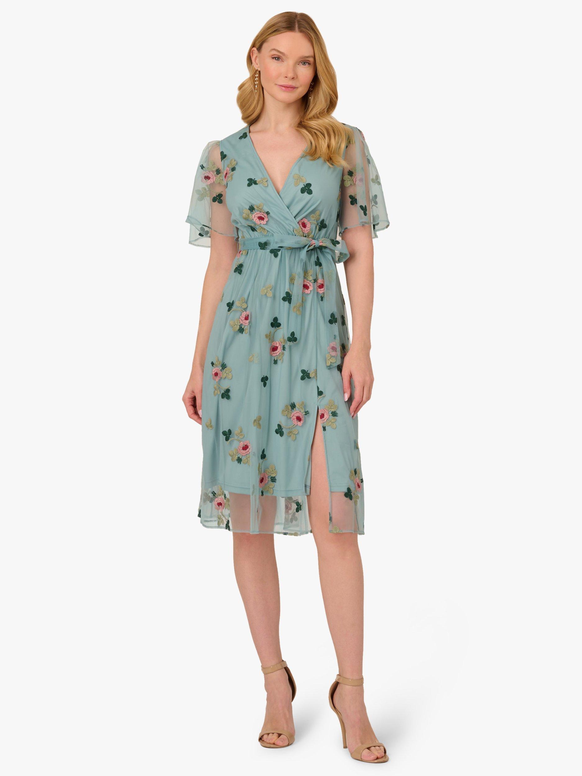 Product image 4 of 7, which shows Adrianna Papell Floral Embroidered Mesh Dress, Slate/Multi, L