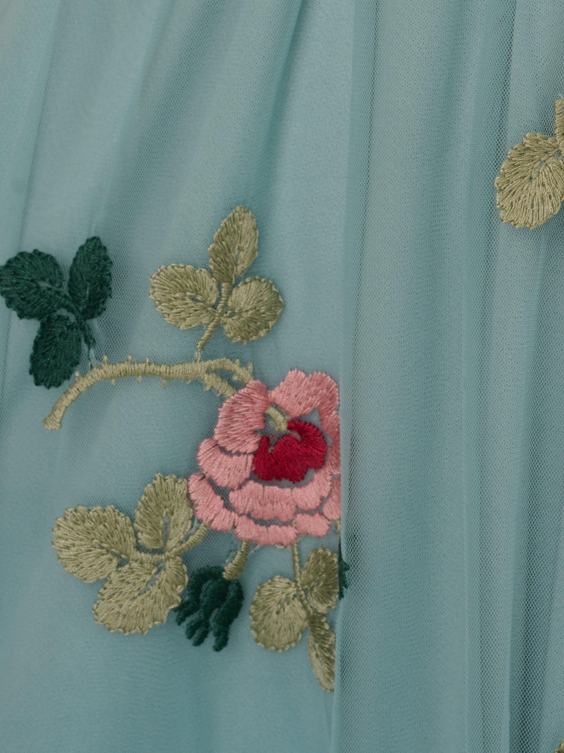 Product image 7 of 7, which shows Adrianna Papell Floral Embroidered Mesh Dress, Slate/Multi, L