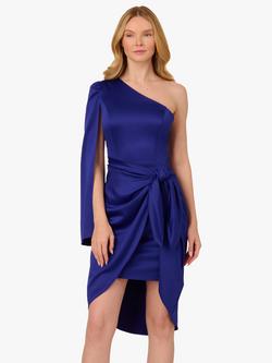 Adrianna Papell Side Knot Draped Dress, Dark Blue, Dark Blue