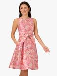 Adrianna Papell Floral Jacquard Tie Front Dress, Pink/Multi