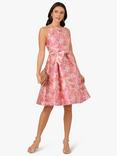 Adrianna Papell Floral Jacquard Tie Front Dress, Pink/Multi