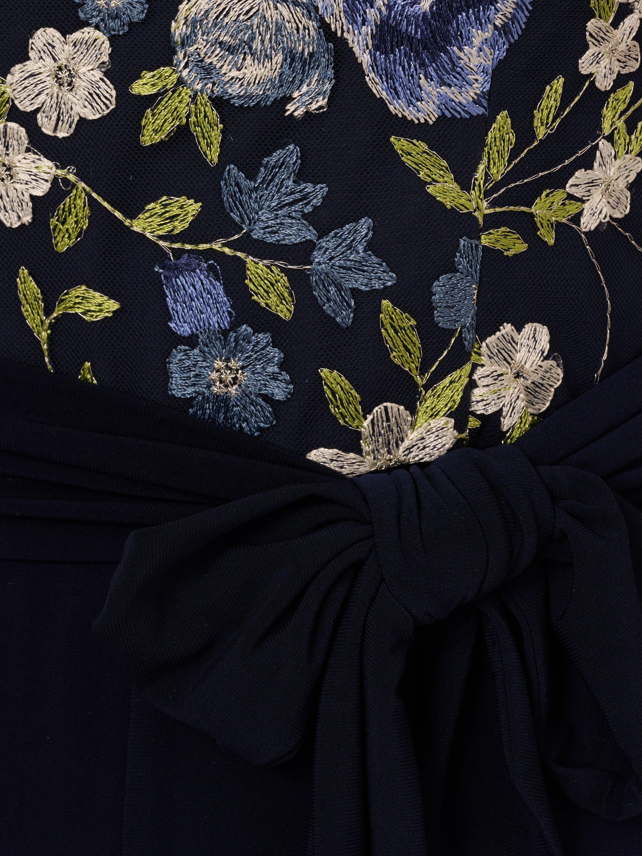 Product image 6 of 6, which shows Adrianna Papell Floral Embroidered Jumpsuit, Navy/Multi, 6