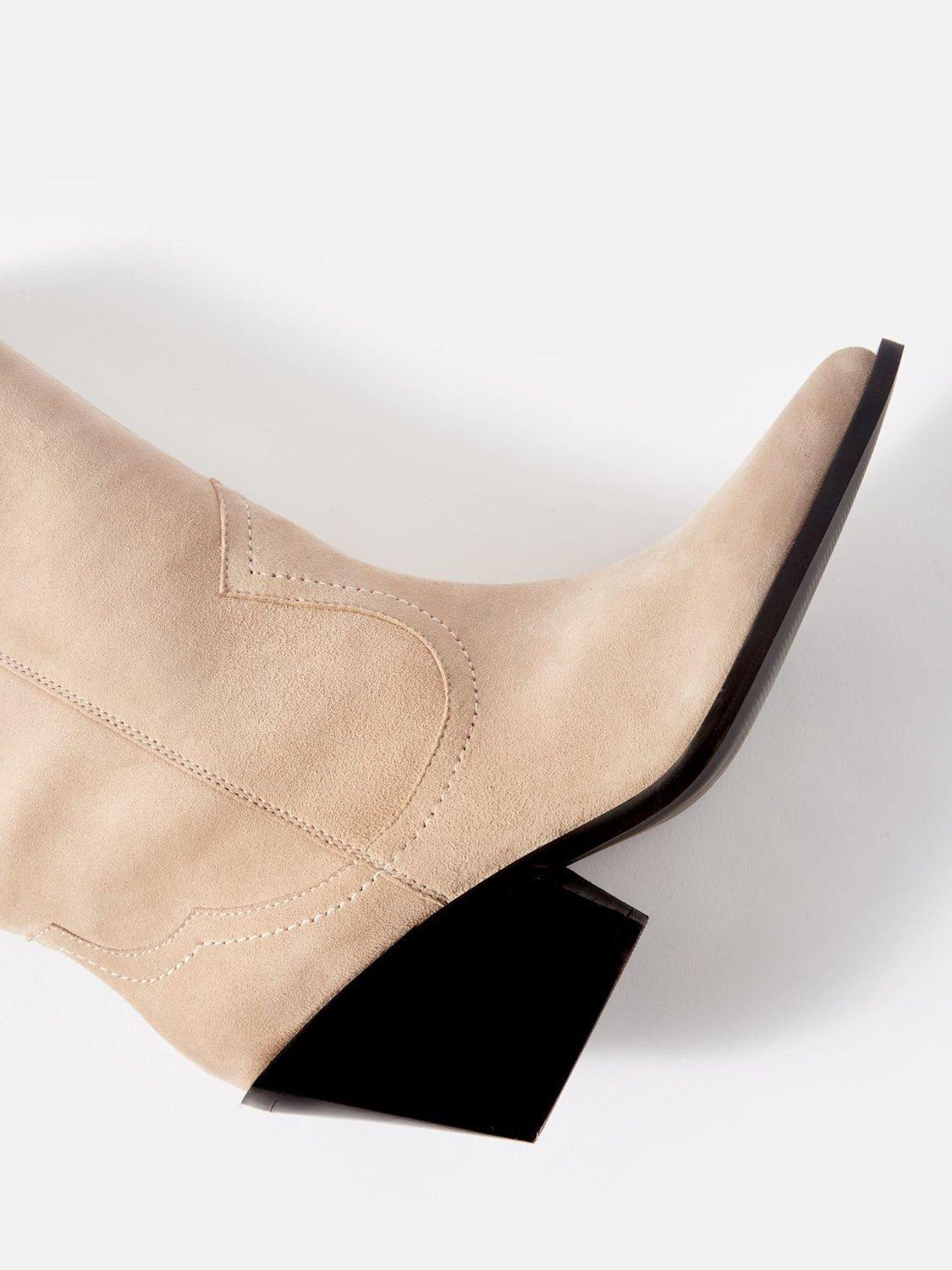 Product image 4 of 5, which shows Mint Velvet Annie Suede Cowboy Boots, Natural, 5