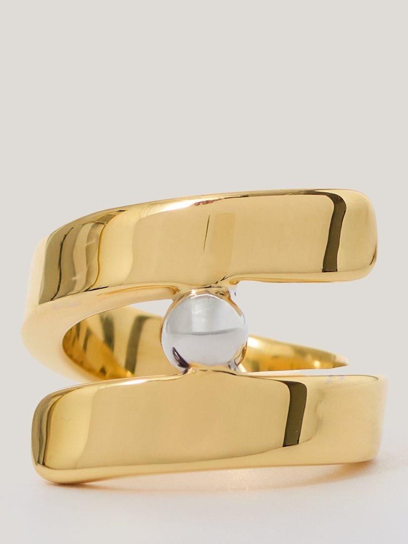 Product image 1 of 3, which shows Jigsaw Mixed Metal Bead Ring, Gold/Multi, S