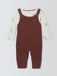 John Lewis Baby Knitted Dungarees and Long Sleeve Top Set, White