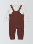 John Lewis Baby Knitted Dungarees and Long Sleeve Top Set, White